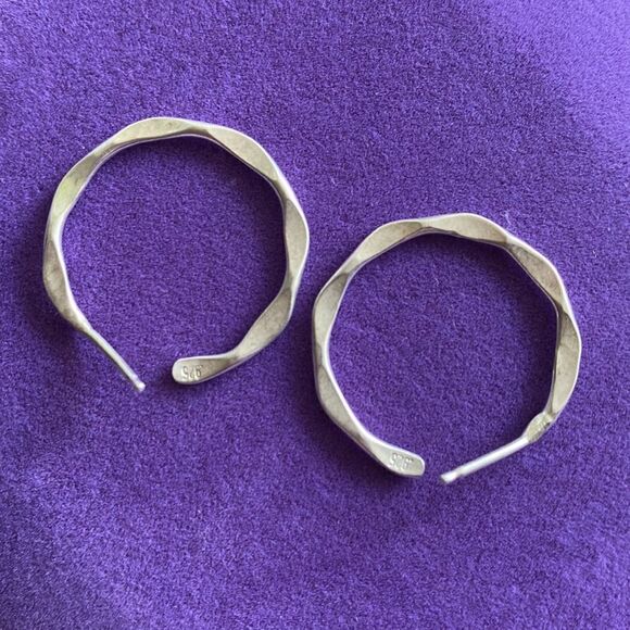 💛 925 Vintage Geometric Hoop Earrings - Picture 3 of 4